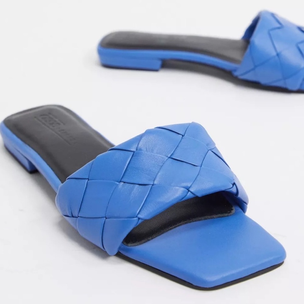 ASOS leather quilted Slide Sandals